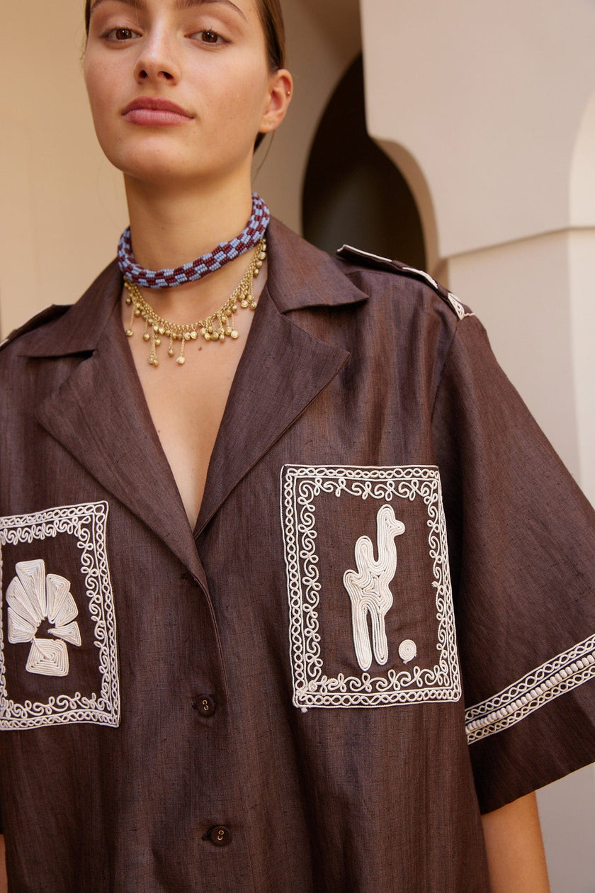 ALÉMAIS Leandra Corded Relaxed Shirtdress