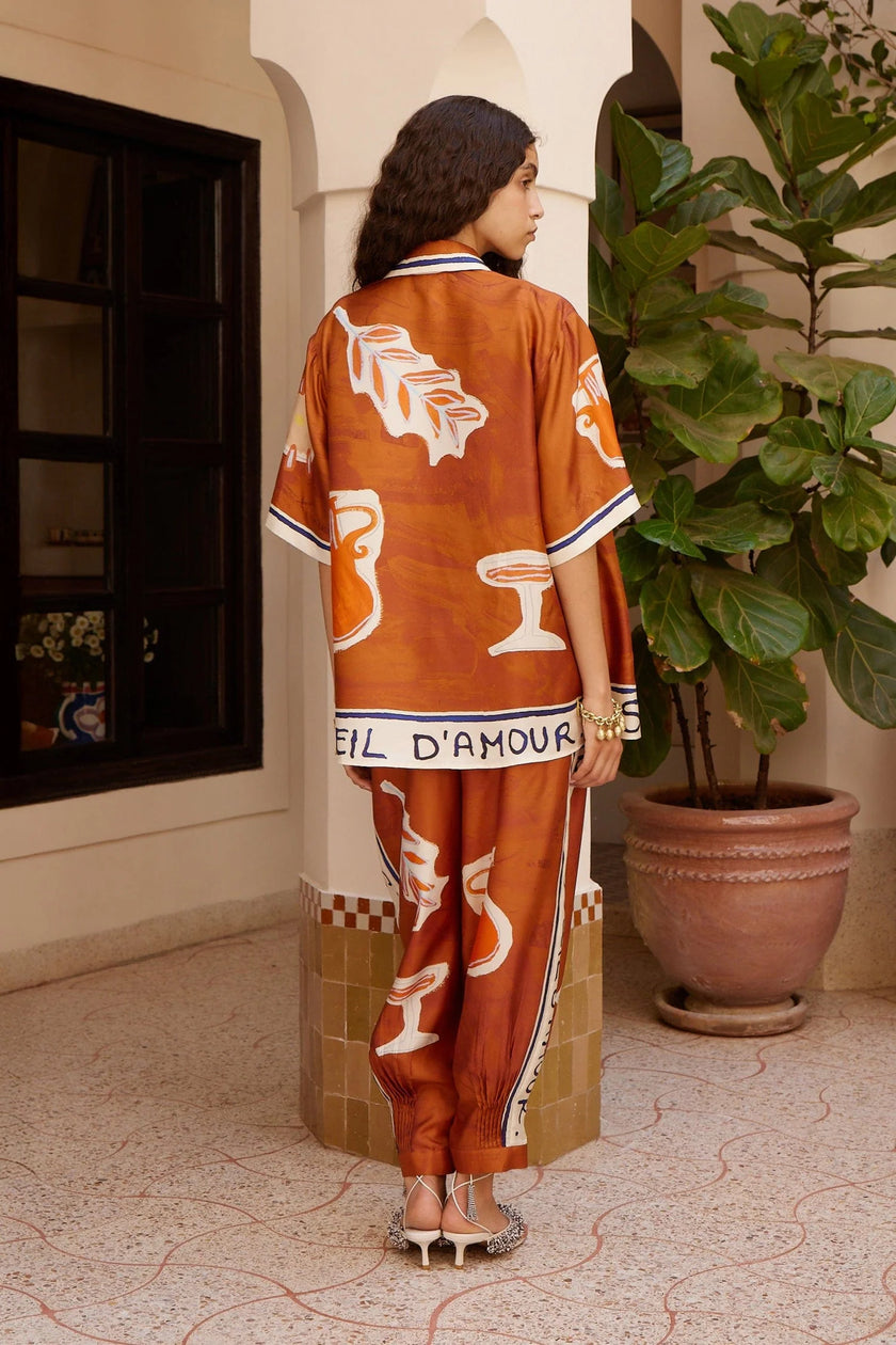 ALÉMAIS Soleil D'Amour Tapered Silk Pant