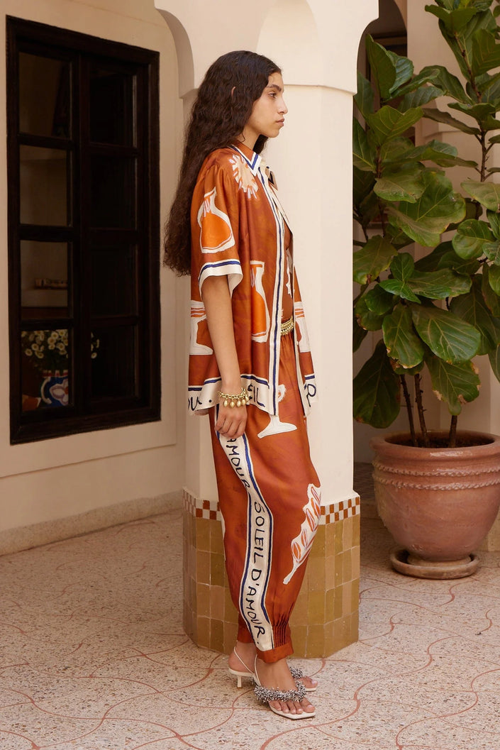 ALÉMAIS Soleil D'Amour Tapered Silk Pant