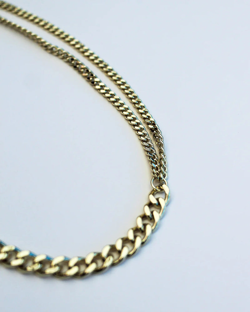 F+H Studios Amplify Double Curb Chain Choker - Brass + 18K Gold