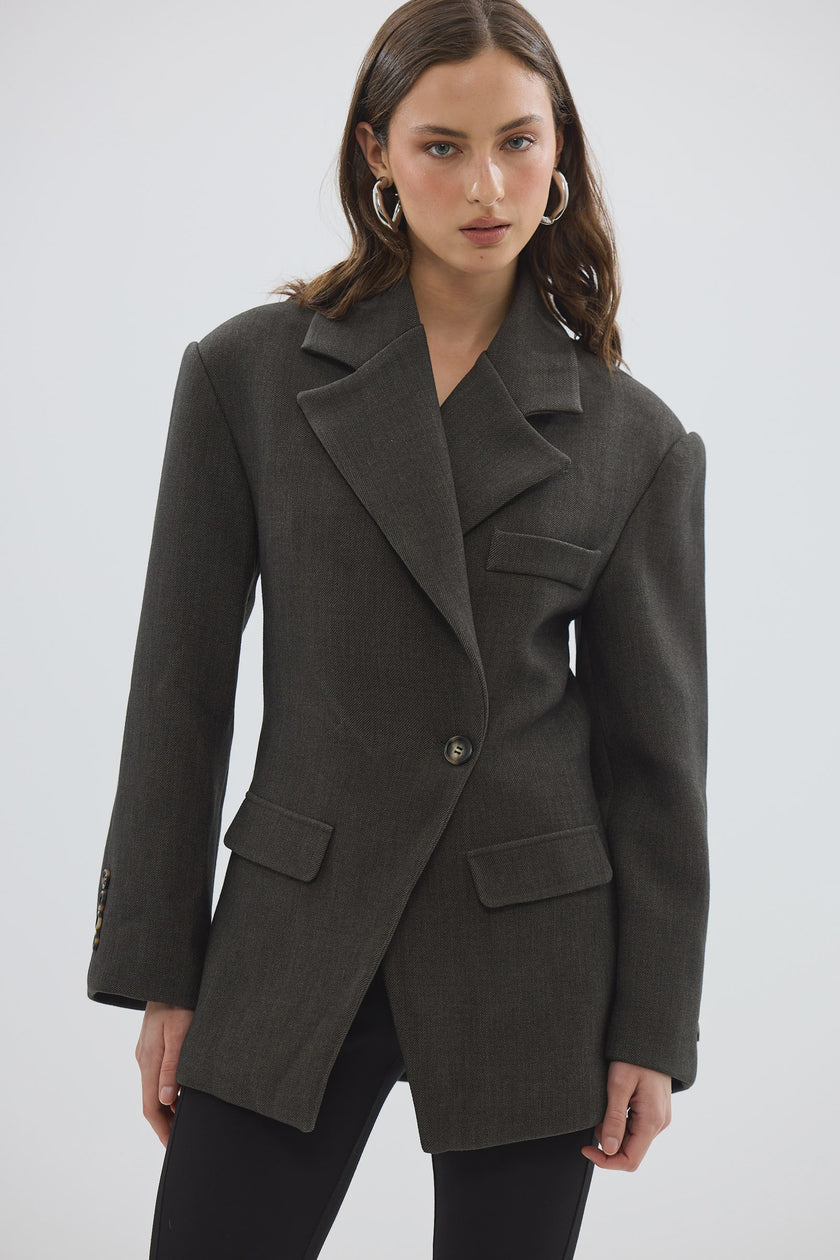 Bübish Luxe Saskia Cinched Blazer - Charcoal