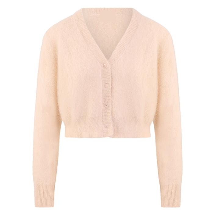 HONEY Short Button Cashmere Cardigan - Cream