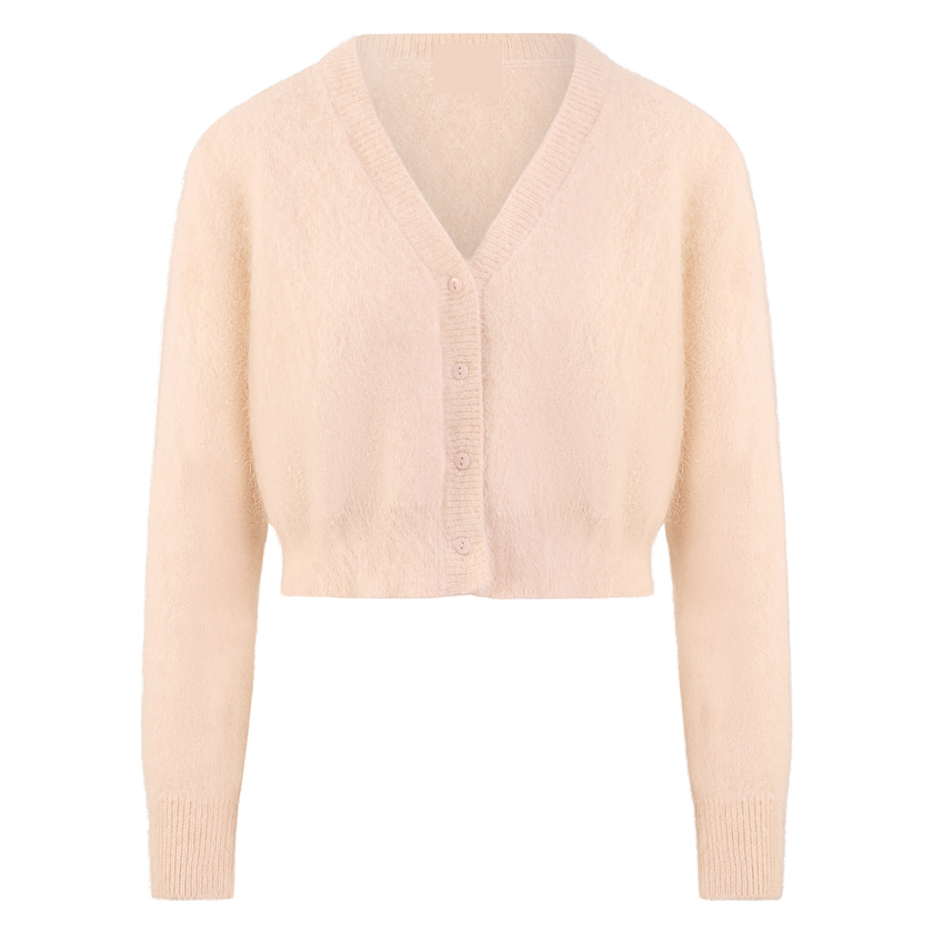 HONEY Short Button Cashmere Cardigan - Cream
