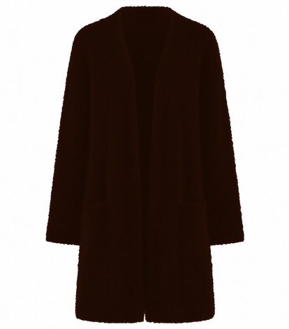 HONEY Long Pocket Cashmere Cardigan - Chocolate