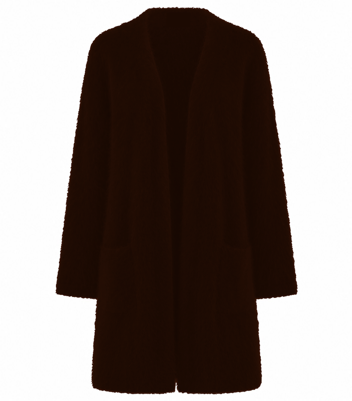 HONEY Long Pocket Cashmere Cardigan - Chocolate