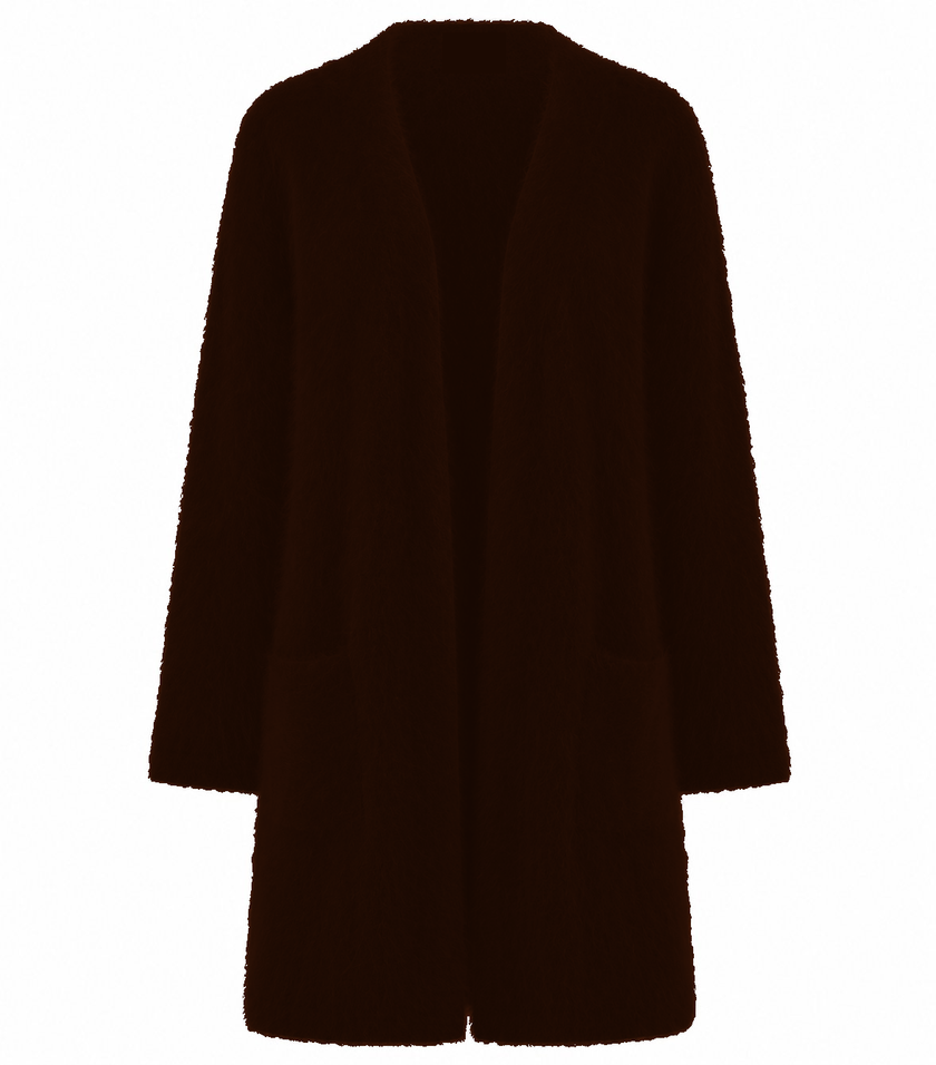 HONEY Long Pocket Cashmere Cardigan - Chocolate