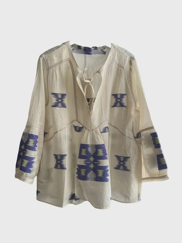 Devotion Twins Nona Blouse - Blue/Lime