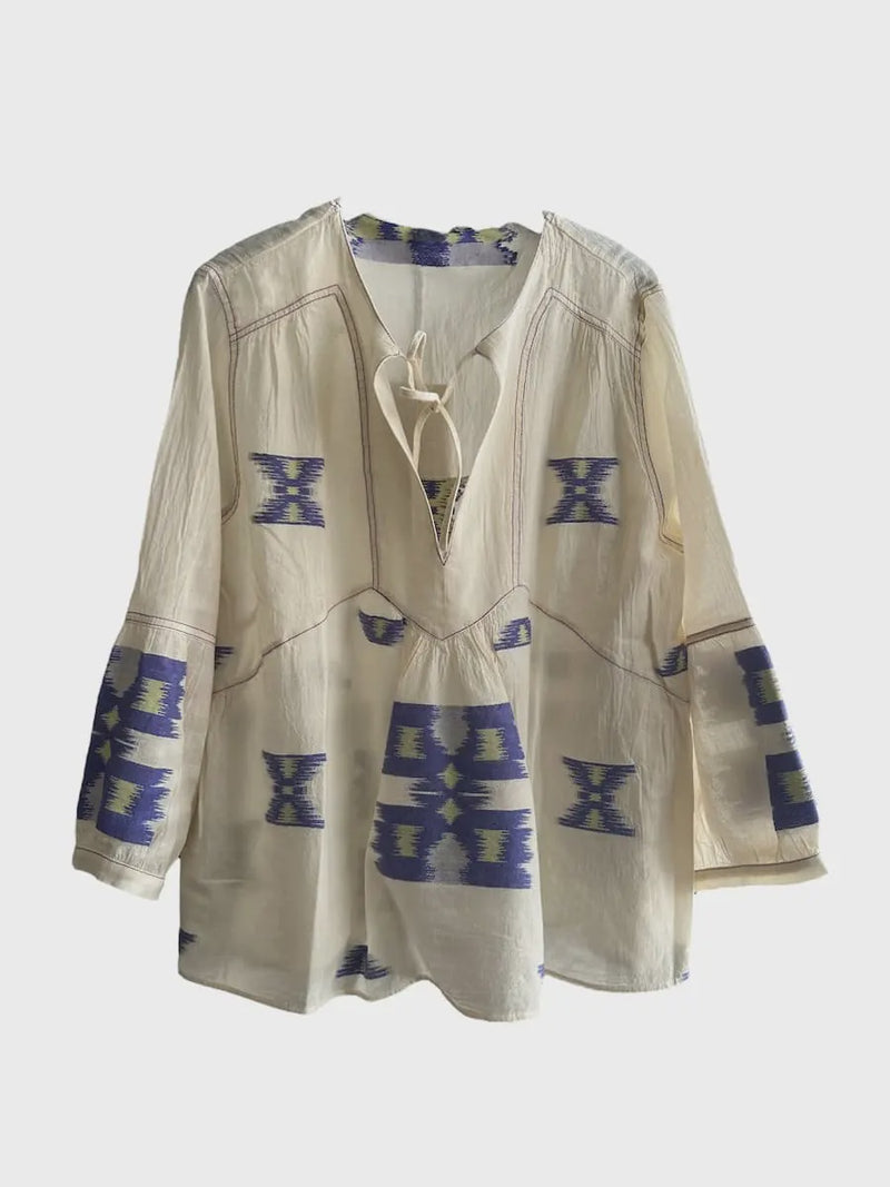 Devotion Twins Nona Blouse - Blue/Lime