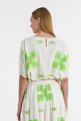 Devotion Twins Kristalia Crop Top - Green/Fushia