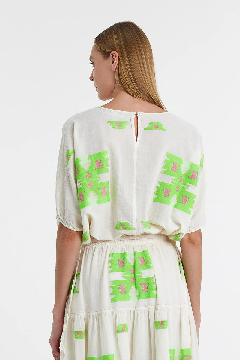 Devotion Twins Kristalia Crop Top - Green/Fushia