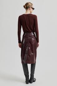 Second Female Matima T-Neck Tee -Bitter Chocolate