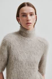 Second Female Karla Fluffy High Neck Knit - Pumice Stone