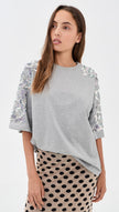 Essentiel Antwerp Jangoo Embroided T-Shirt - Grey