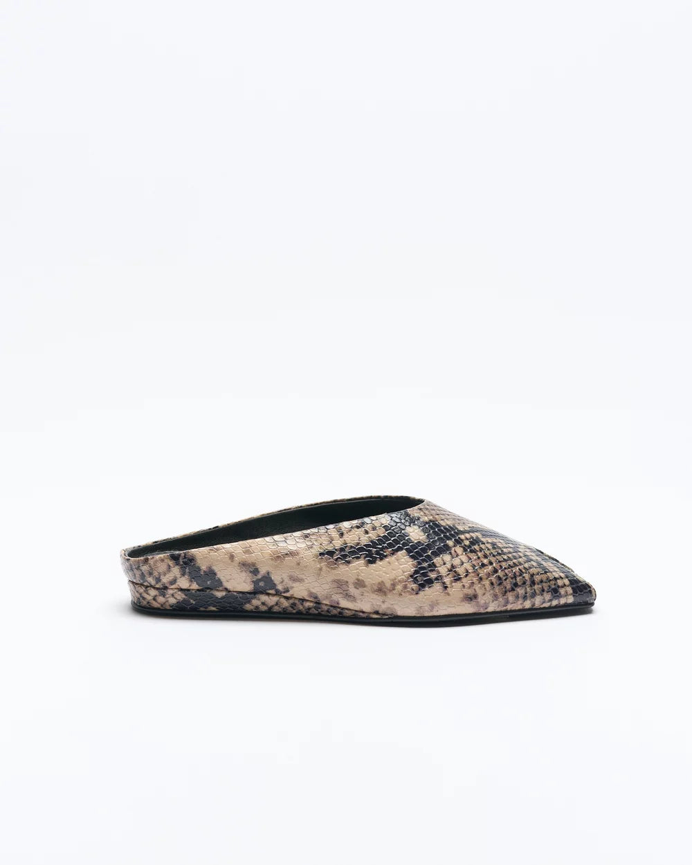 WALNUT PIA LEATHER MULE - SMOKE SNAKE GREY