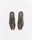 WALNUT PIA LEATHER MULE - SMOKE SNAKE GREY