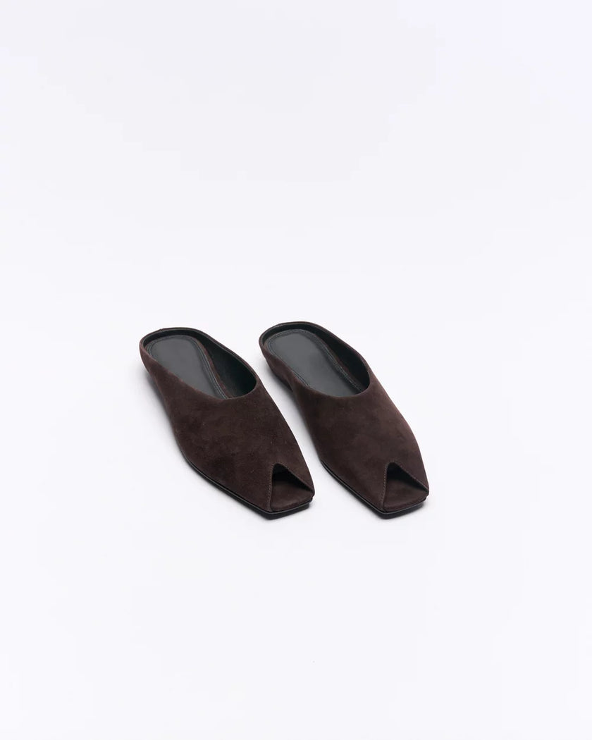 WALNUT Pia Leather Mule - Chocolate
