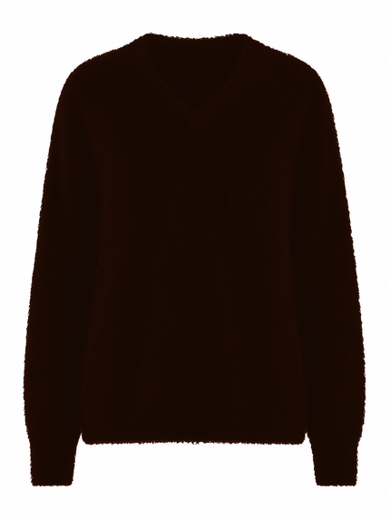 HONEY L/S V Neck Cashmere Knit - Chocolate