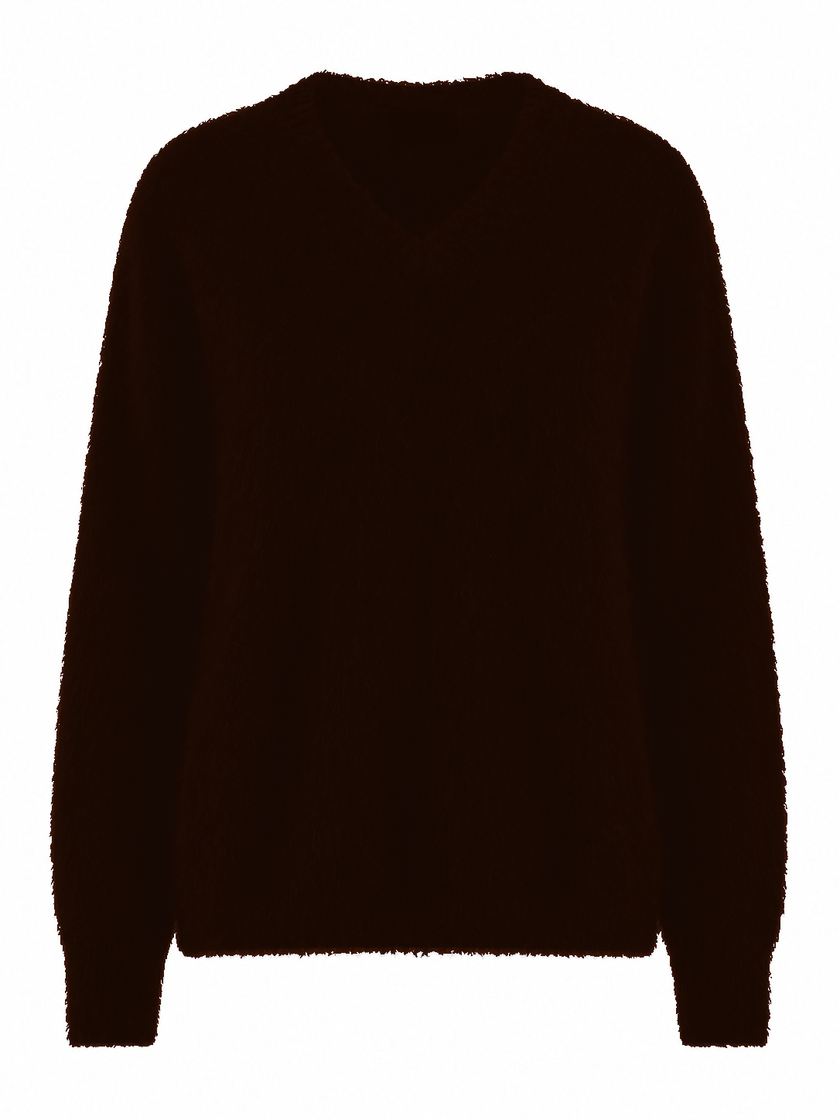 HONEY L/S V Neck Cashmere Knit - Chocolate