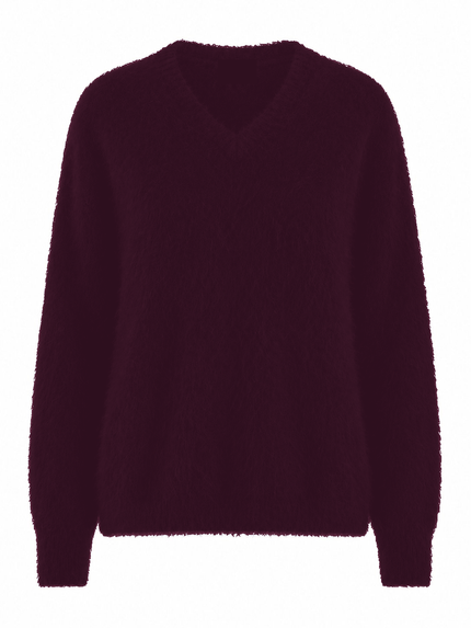 HONEY L/S V Neck Cashmere Knit - Raisin
