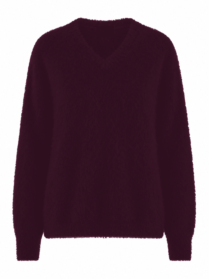 HONEY L/S V Neck Cashmere Knit - Raisin