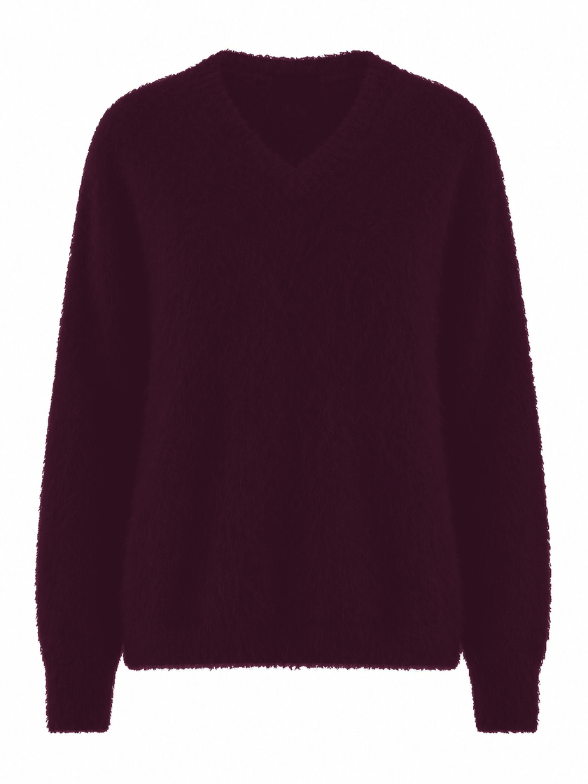 HONEY L/S V Neck Cashmere Knit - Raisin