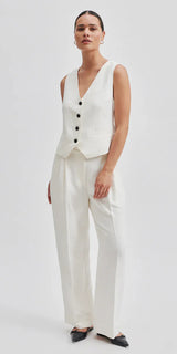 Second Female Lino Linen Vest - Antique White