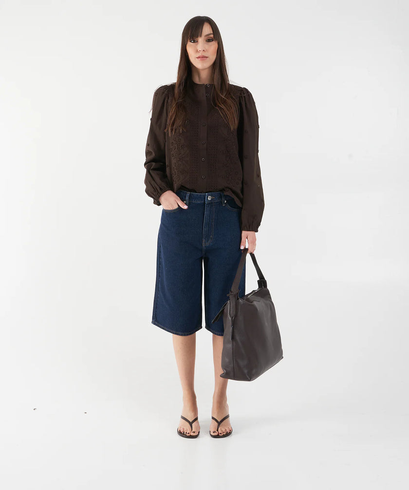 Second Female Columbo Denim Shorts - Dark Blue Denim