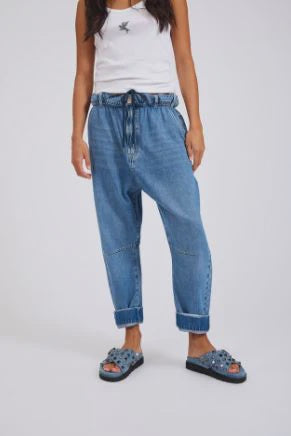 One Teaspoon Outcasts Low Waist Drop Crotch Harem Denim Jeans - Bright Blue