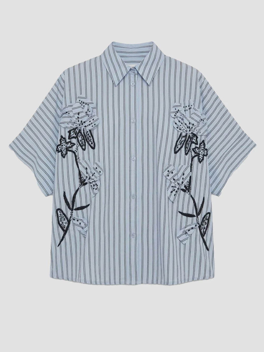 Essentiel Antwerp Jonkoe 3D Flower Shirt - Blue