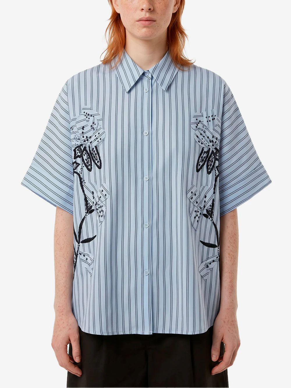 Essentiel Antwerp Jonkoe 3D Flower Shirt - Blue