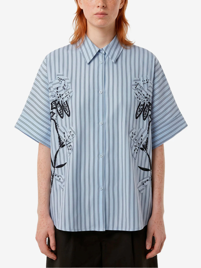 Essentiel Antwerp Jonkoe 3D Flower Shirt - Blue