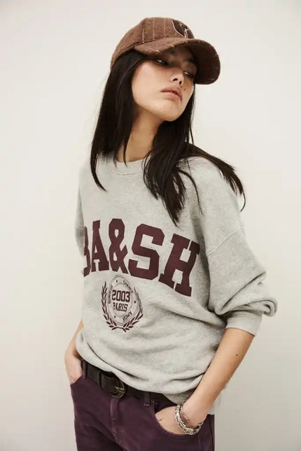 Ba&sh Benjamin Sweat Shirt - Grey & Maroon