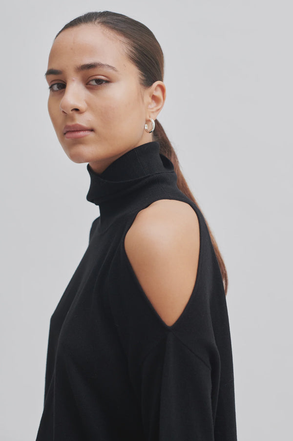 Second Female Juva Knit T-Neck - Black