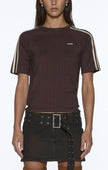 porter ss top chocolate pinstripe