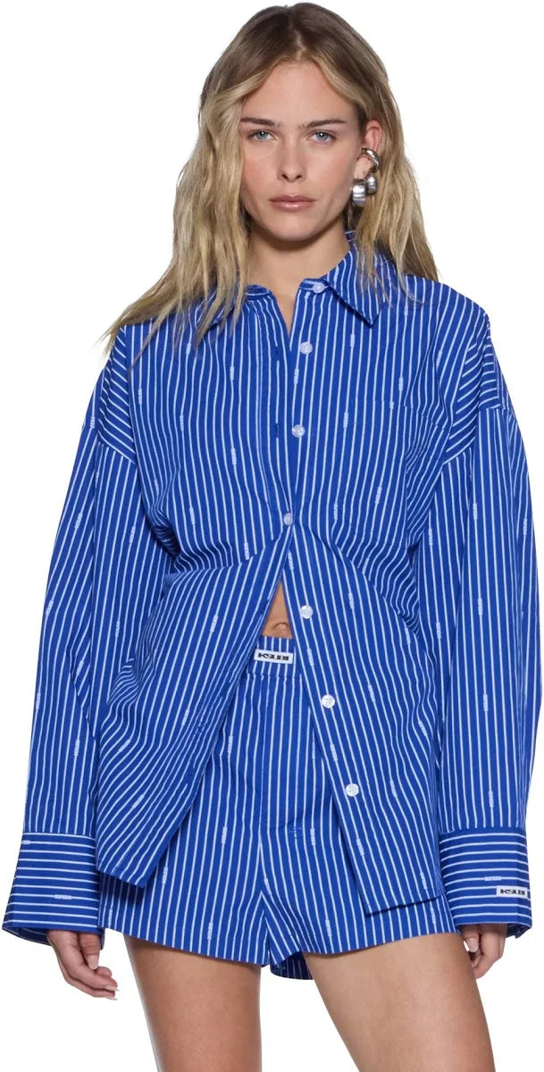 Ksubi astra shirt cobalt stripe