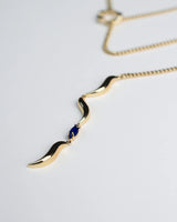 F+H Studios Wipeout Drop Necklace - Brass + 18K Gold Plating + Lapis