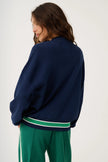 cartel & willow Brodie Knit Bomber - Navy Stripe