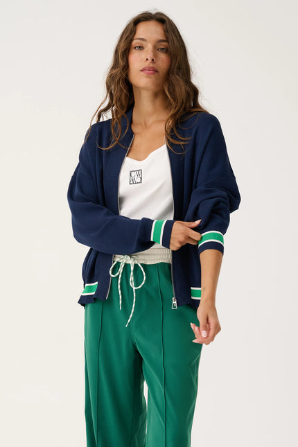 cartel & willow Brodie Knit Bomber - Navy Stripe