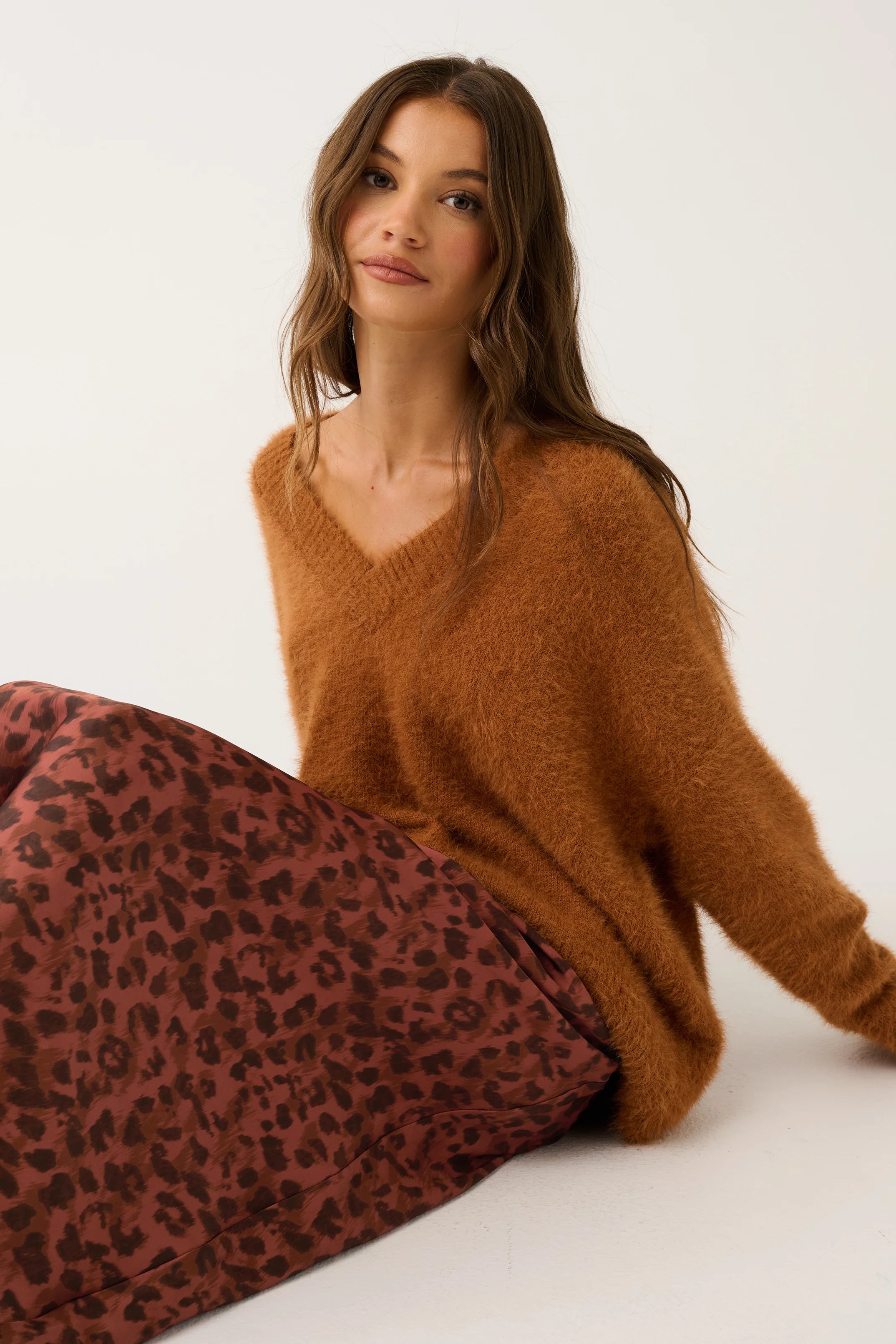 cartel & willow Millie Slip Skirt - fudge leopard