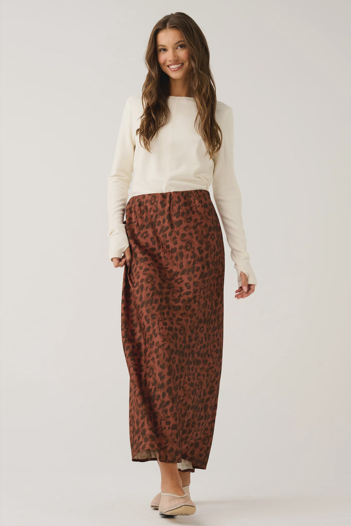 cartel & willow Millie Slip Skirt - fudge leopard