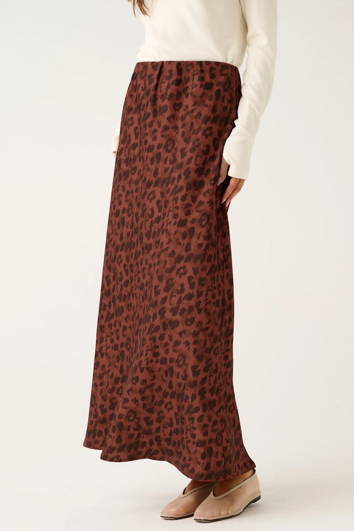 cartel & willow Millie Slip Skirt - fudge leopard