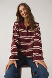 cartel & willow Freddie Rugby Top - Burgandy Stripe