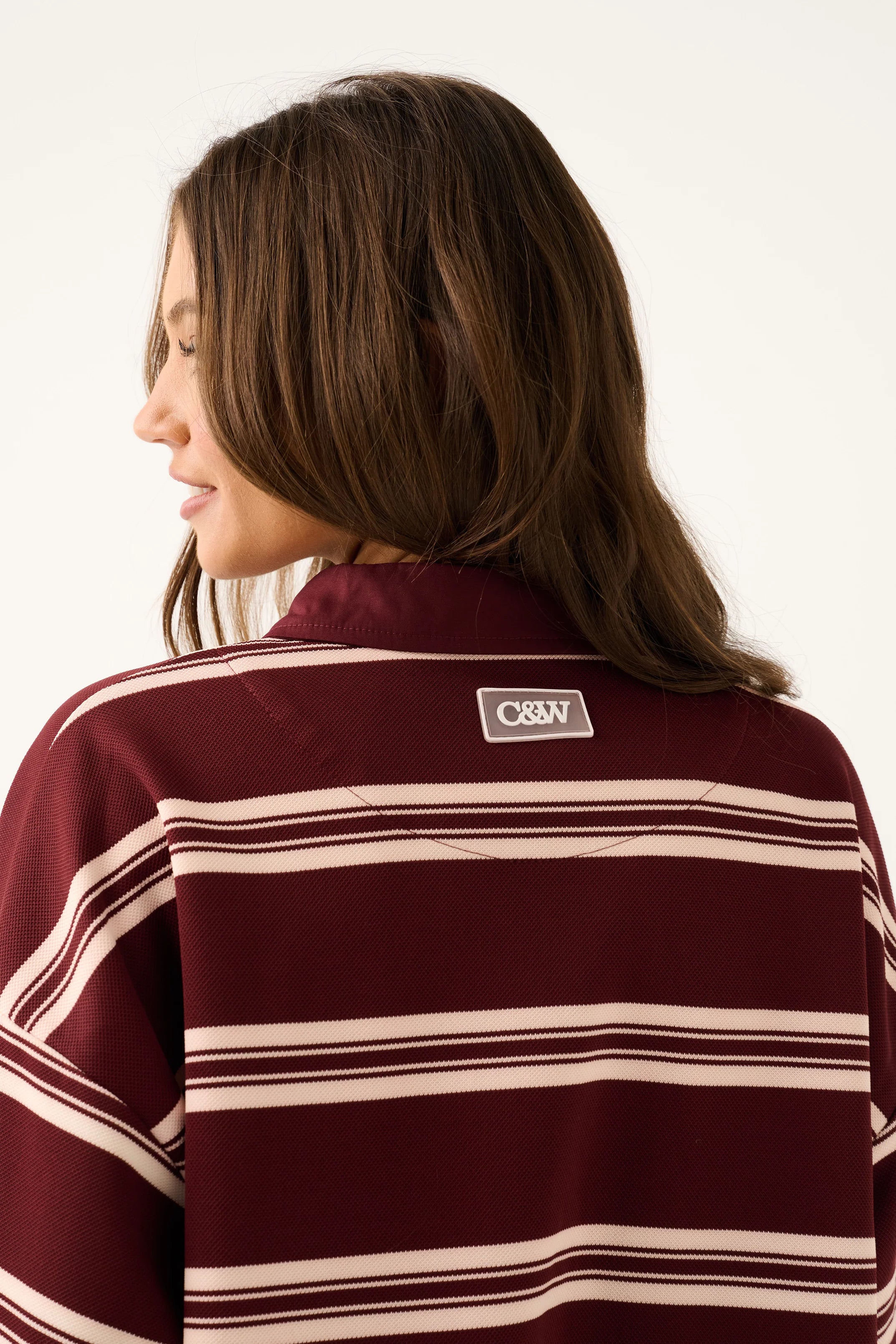 cartel & willow Freddie Rugby Top - Burgandy Stripe