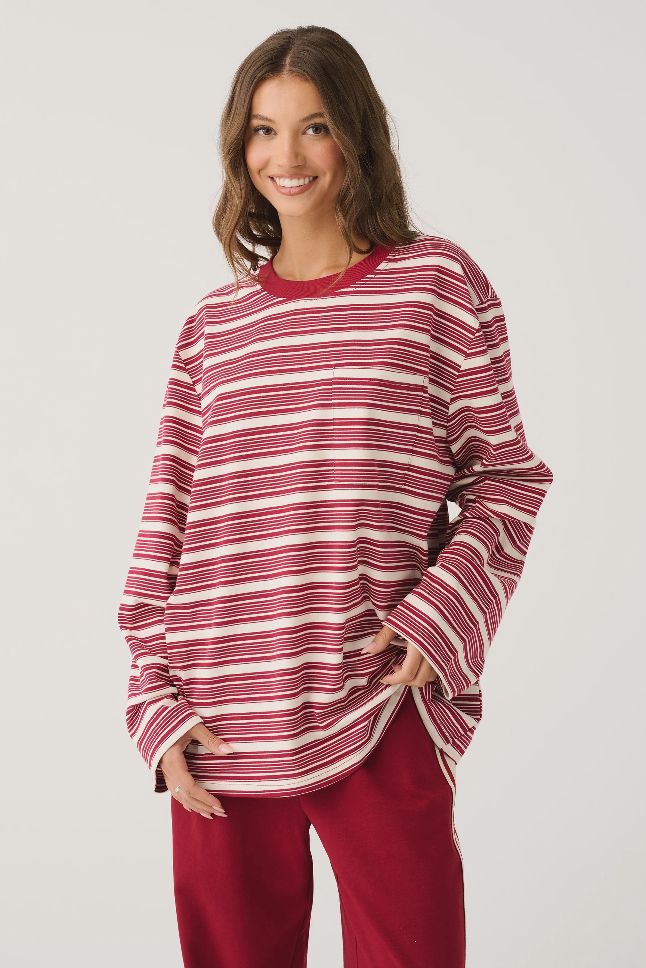 cartel & willow Harley Long Sleeve - Mulberry Stripe