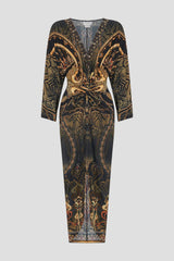 Camilla Nouveau Noir Long Split Front Twist Dress