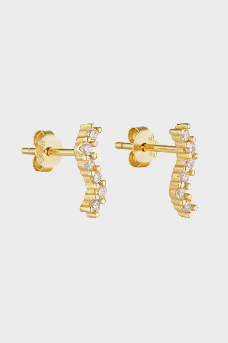 Porter Jewellery Angel Wave Studs - Gold/Clear